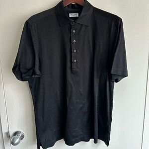Cesare Attolini Black Cotton Polo